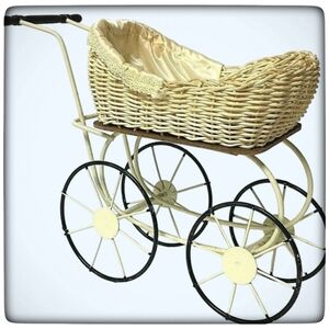 Vintage Louis Nichole Kurt Adler Victorian Sttle Doll Pram Carriage Buggy